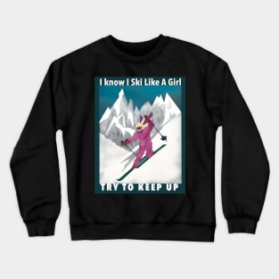 Pretty Girl Downhill Skier Crewneck Sweatshirt